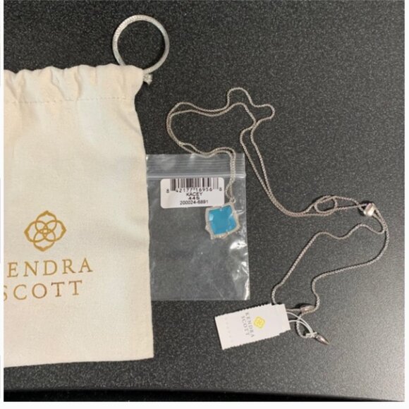 Kendra Scott Kacey Aqua Chalcedony Necklace - NWT - Picture 11 of 14